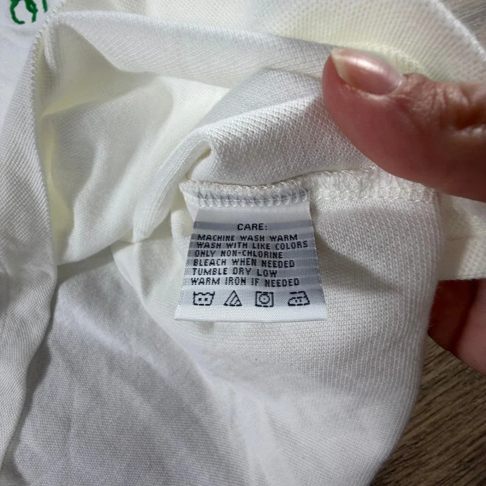 Ralph Lauren Kids Big Pony Mesh Polo Shirt White Green Long Sleeve Size L NWT